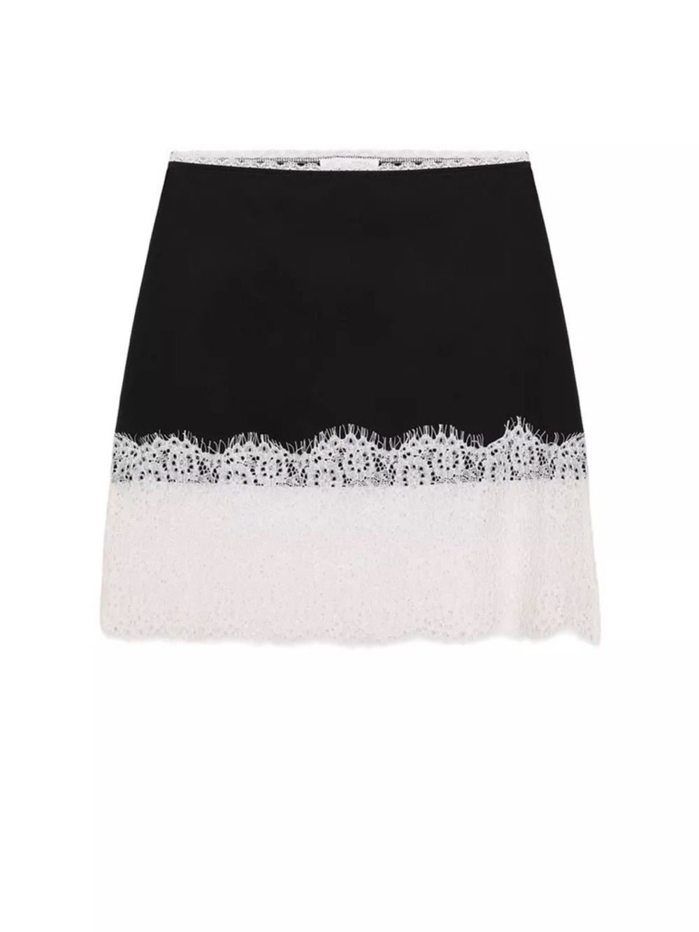Zara Dark Grey Mini Skirt with White Lace Hem